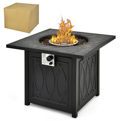 50,000 BTU Propane Fire Pit Table Square Heater with Lava Rocks Cover