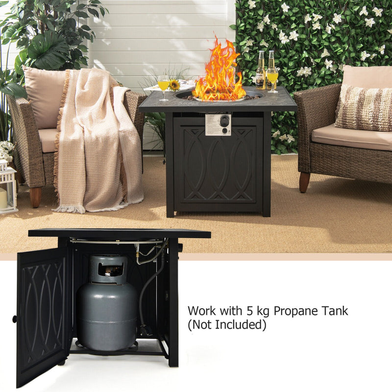 50,000 BTU Propane Fire Pit Table Square Heater with Lava Rocks Cover