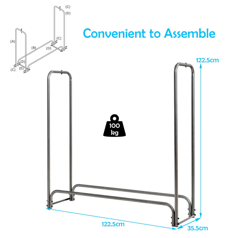 Estante para leña para almacenamiento de leña - 123 cm