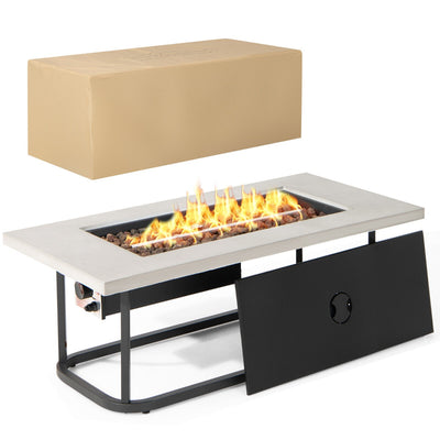 16 KW Propane Fire Pit Table with Waterproof PVC Cover and Lid