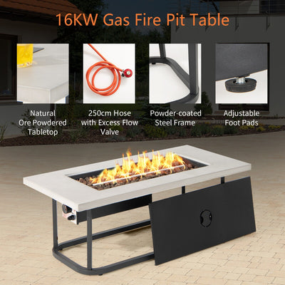 16 KW Propane Fire Pit Table with Waterproof PVC Cover and Lid