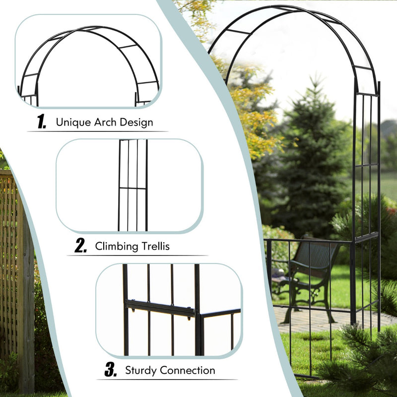 Arco de metal resistente de 230 cm de alto para plantas trepadoras y rosas