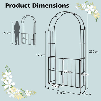 Arco de metal resistente de 230 cm de alto para plantas trepadoras y rosas