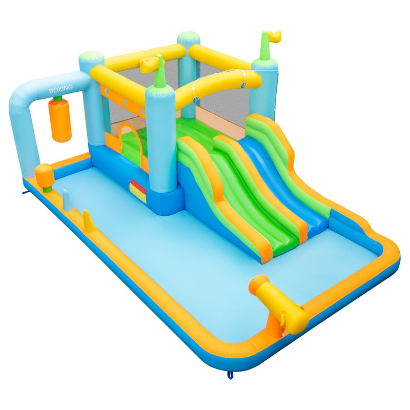 Castillo inflable con toboganes dobles para niños