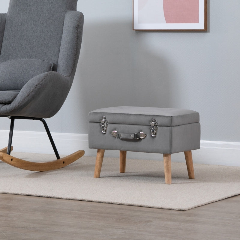 Elegant Velvet Footstool Pouffe Storage , Grey