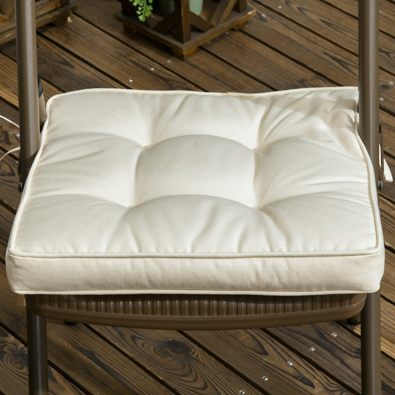 Garden Seat Cushion With Ties, 40 X 40cm Replacement Dining Chair Pad, Cream White