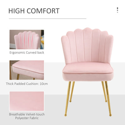 Velvet-Feel Shell Luxe Accent Chair ,Pink