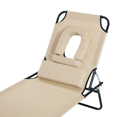 Lounger Foldable Reclining Chair - Beige