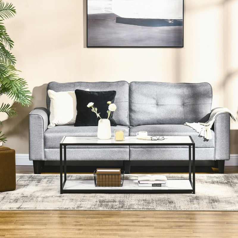 Faux Marble Coffee Table, With Two-Tiers - White