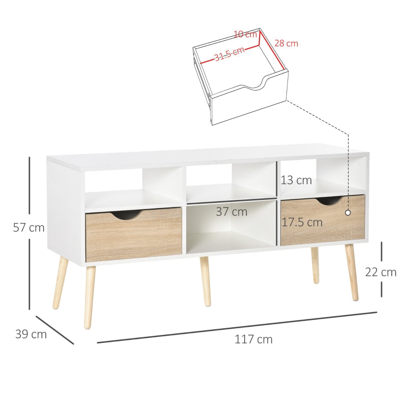 Multi-Storage TV Stand, With Wood Legs