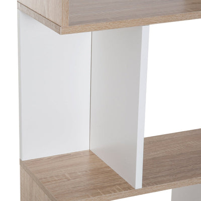 Four-Tier Double 'S' Shelving Unit - White And Oak Tone