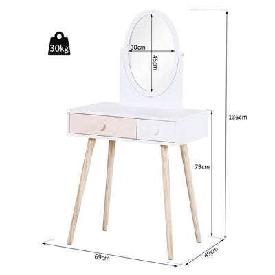 Children's Heart Handle Dressing Table, With Storage