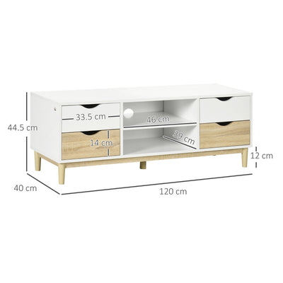 Modern TV Stand, With Storage - White/Wood-Effect