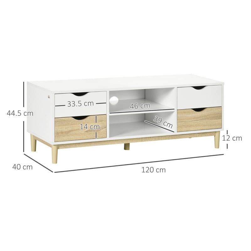 Modern TV Stand, With Storage - White/Wood-Effect