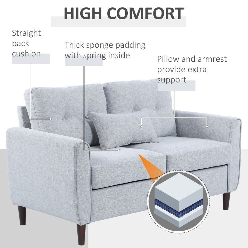 Two-Seater Sofa, With Pillow - Grey