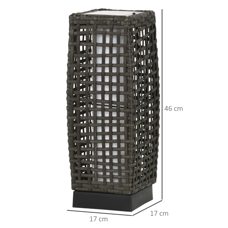 Outdoor Rattan Solar Lantern, Grey