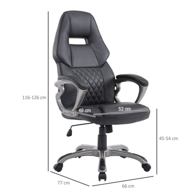 HOMCOM Racing Gaming Sports Chair Swivel Desk Chair Executive Leather Office Chair Computer PC chairs Height Adjustable Armchair