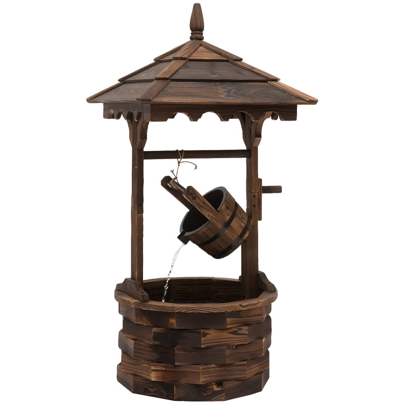 Wooden Garden Wishing Well Fountain Barrel Waterfall Rustic