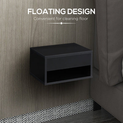 Set Of Two Floating Bedside Tables - High Gloss Black