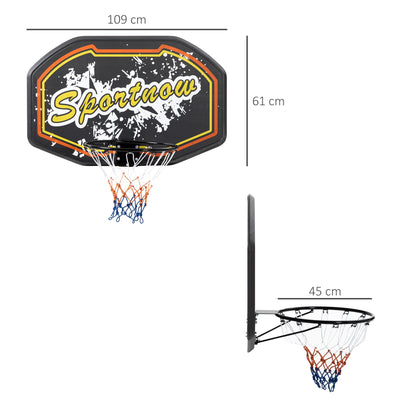 SPORTNOW Wall Mounted Basketball Hoop, Mini Basketball Hoop and Backboard for Kids and Adults, Outdoors and Indoors Door & Wall Use, Red and Yellow