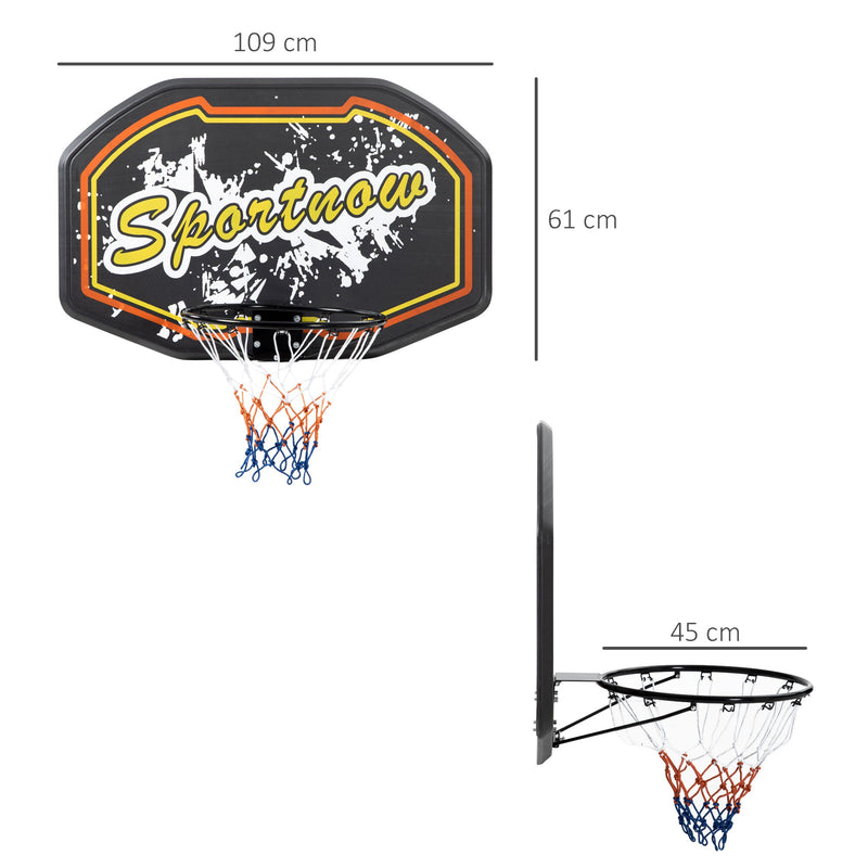 SPORTNOW Wall Mounted Basketball Hoop, Mini Basketball Hoop and Backboard for Kids and Adults, Outdoors and Indoors Door & Wall Use, Red and Yellow