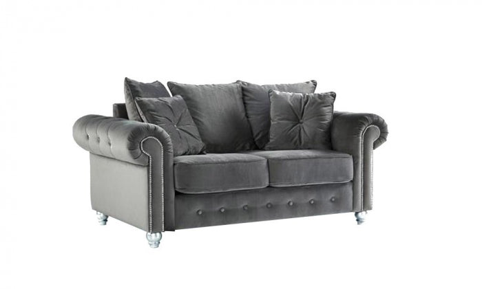 Zoey Plush 3+2 Seater sofa Grey-Button Arms