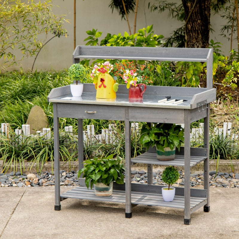 Garden Potting Table Wooden Workstation