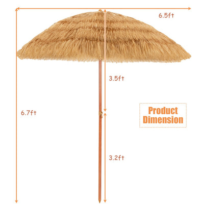 1.8m Portable Thatched Tiki Beach Umbrella with Adjustable Tilt