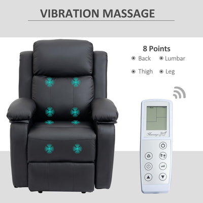 HOMCOM Electric Power Lift Recliner Chair Vibration Massage Reclining Chair with Remote Control and Side Pocket, Black