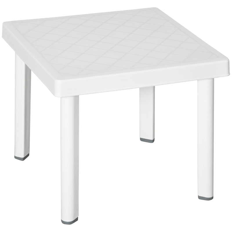 Outsunny Small Square Plastic Outdoor Table - White