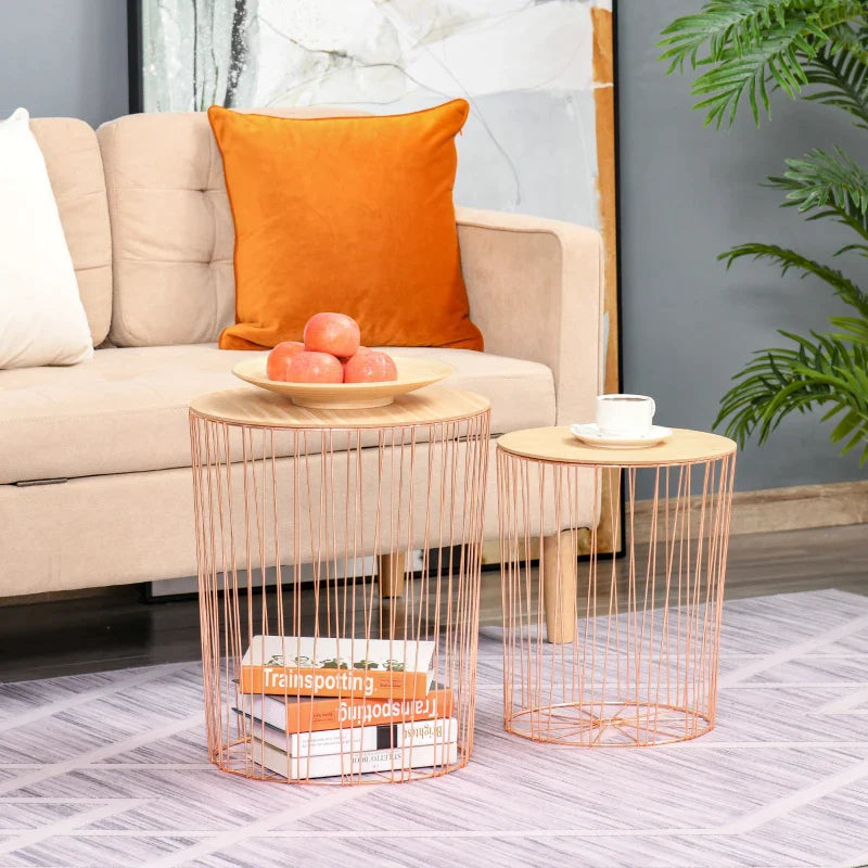 Coffee Tables Set 2 - Rose Gold Color Base