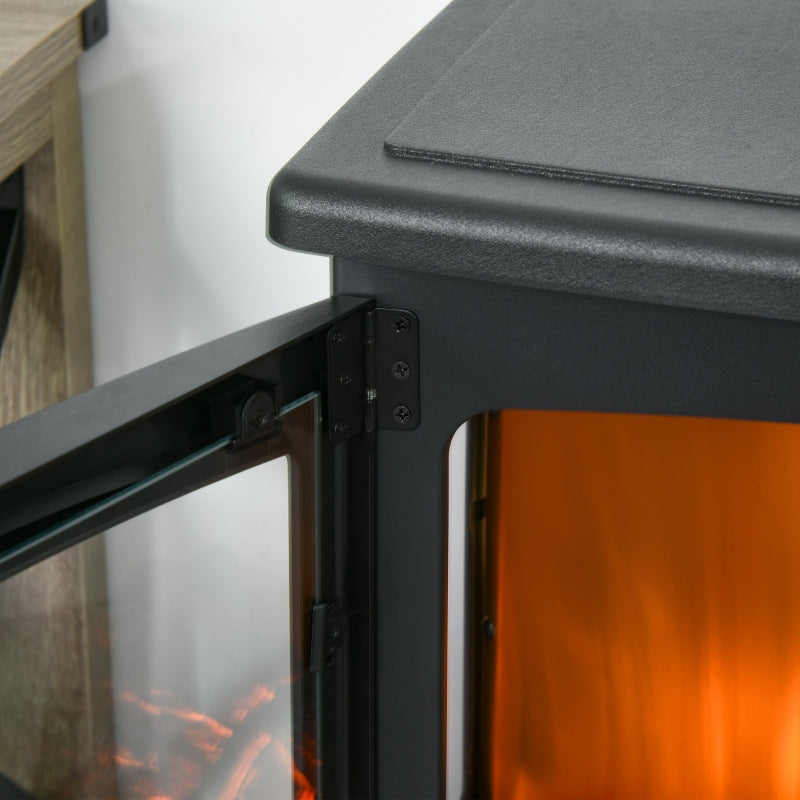 Tempered Glass Electric Fireplace Heater-Black