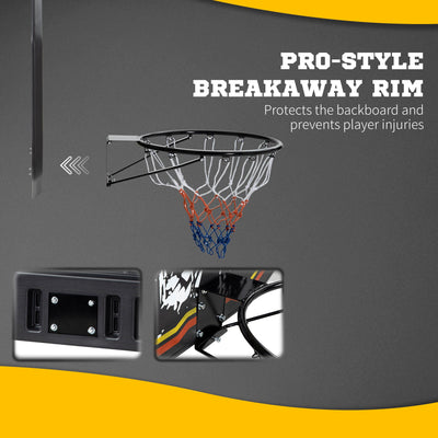 SPORTNOW Wall Mounted Basketball Hoop, Mini Basketball Hoop and Backboard for Kids and Adults, Outdoors and Indoors Door & Wall Use, Red and Yellow