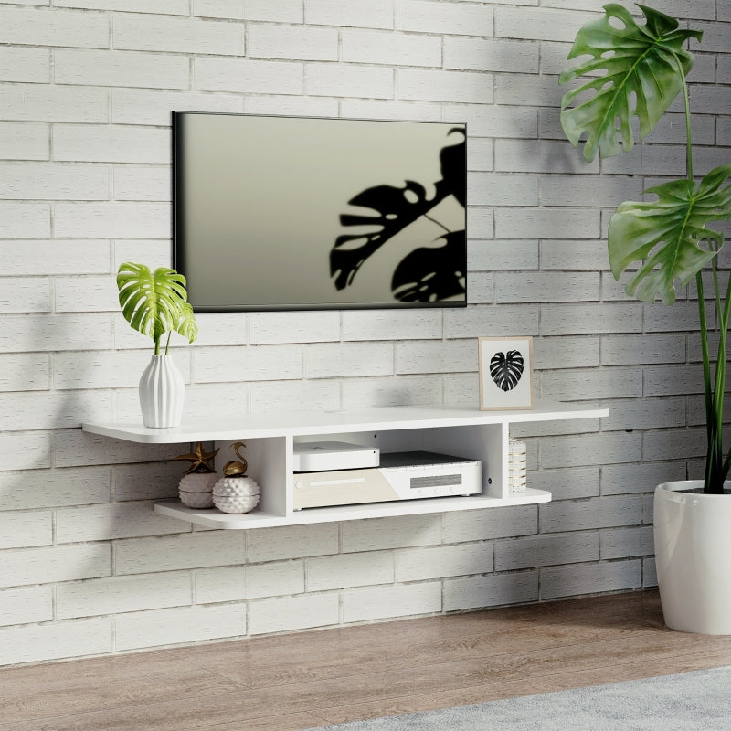 Mueble de TV flotante para televisores de hasta 40 pulgadas, color blanco 