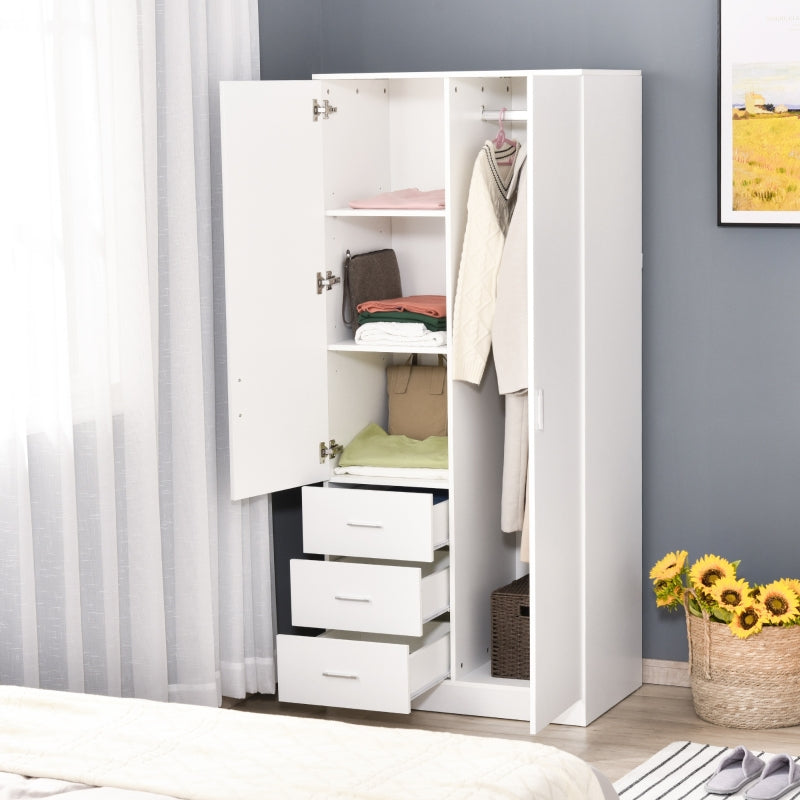 Modern Mirror Wardrobe 2 Door Storage Cupboards , White