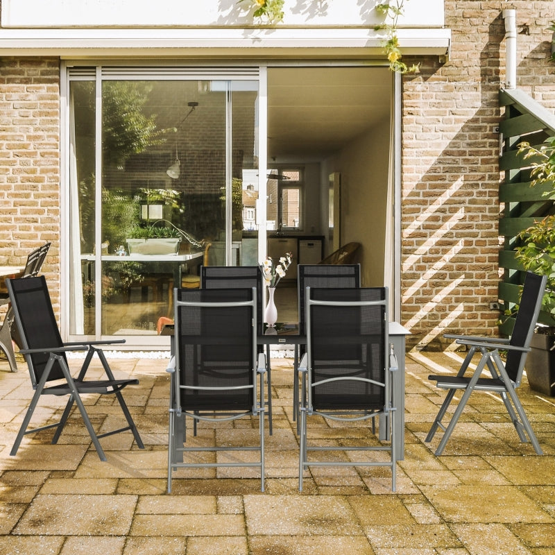 7 Piece Garden Dining Set include Outdoor Table- Black