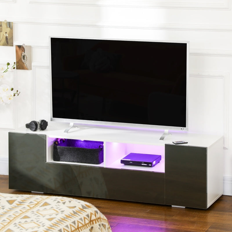 Modern TV Stand Unit For TVs Up To 60 With LED Lights, Grey