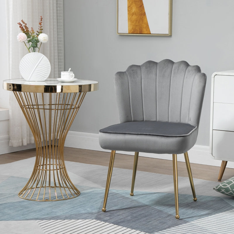 Velvet-Feel Shell Luxe Accent Chair, Grey