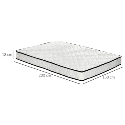 HOMCOM King Mattress, Pocket Sprung Mattress in a Box with Breathable Foam and Individually Wrapped Spring, 200cmx150cmx18cm, White