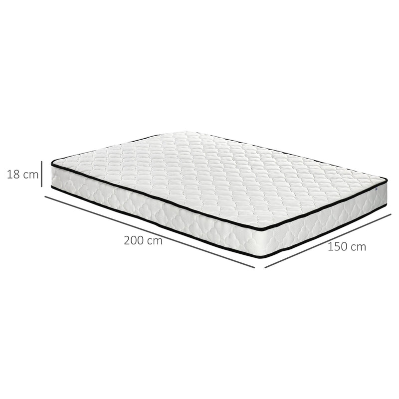 HOMCOM King Mattress, Pocket Sprung Mattress in a Box with Breathable Foam and Individually Wrapped Spring, 200cmx150cmx18cm, White