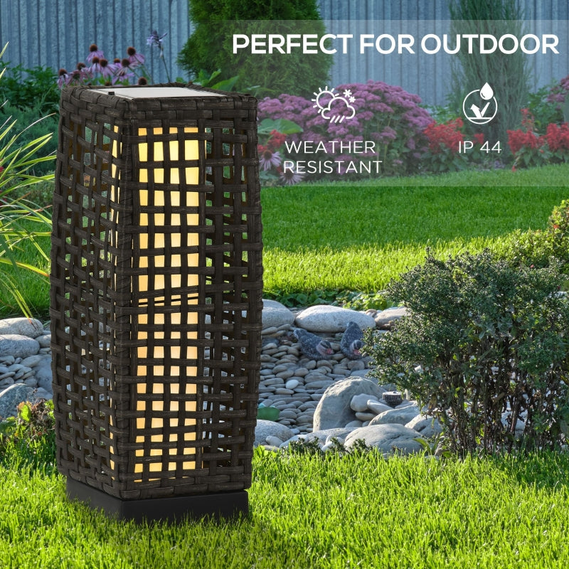 Outdoor Rattan Solar Lantern, Grey