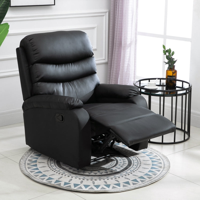 PU Leather Single Sofa Chair Manual Recliner Armchair W/Footrest-Black