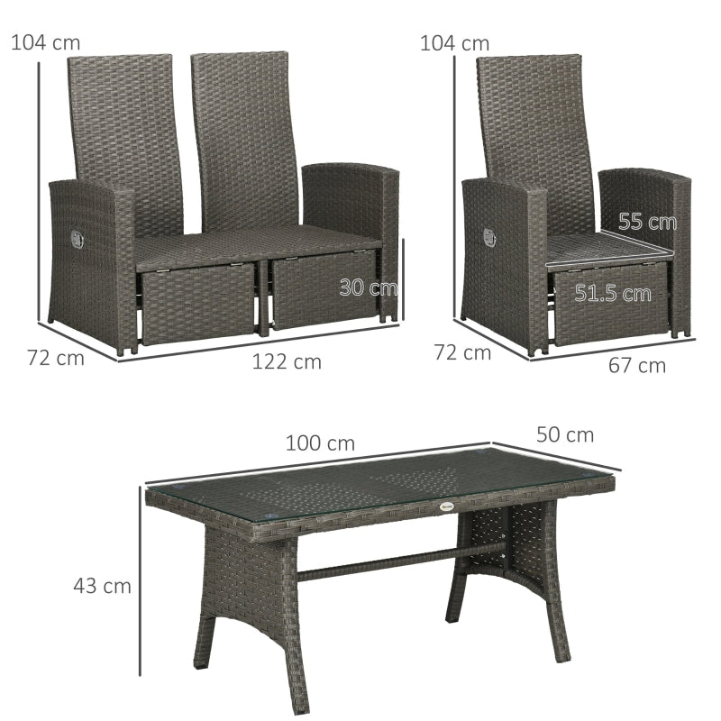 Four-Piece Rattan Chair Set - Grey