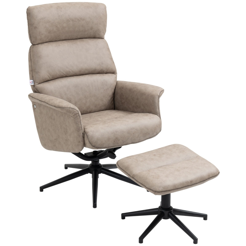 Swivel Recliner Chair And Footstool, Khaki