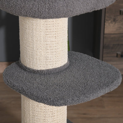 PawHut Cat Tree Kitten Tower Multi-level Activity Centre Pet Furniture with Sisal Scratching Post Condo Plush Perches Grey