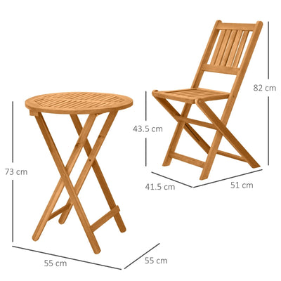 3 Piece Folding Bistro Set- Teak