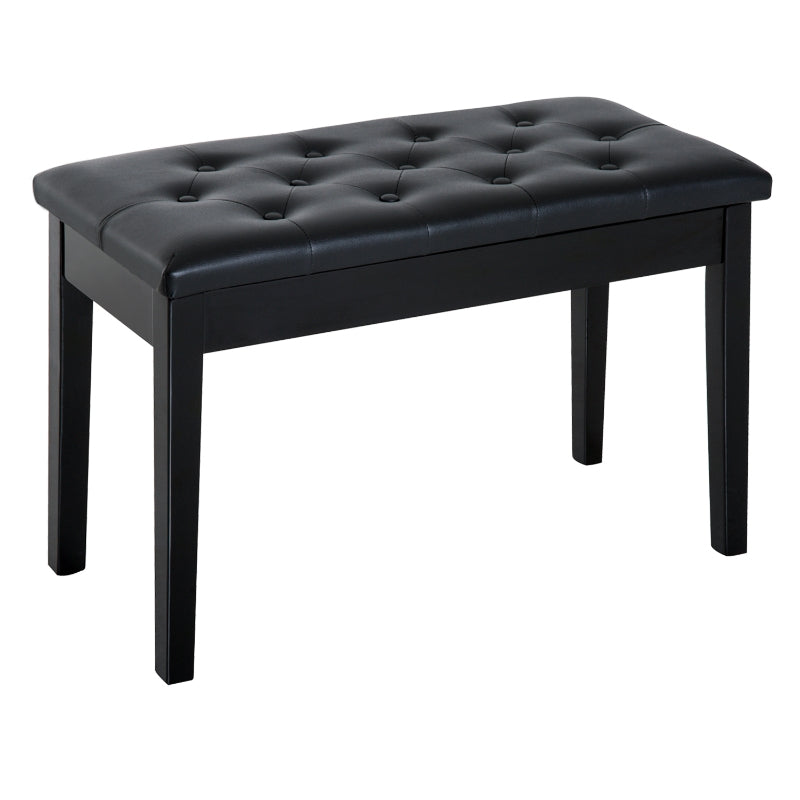 PU Leather Upholstered Piano Stool Makeup Bench, Black