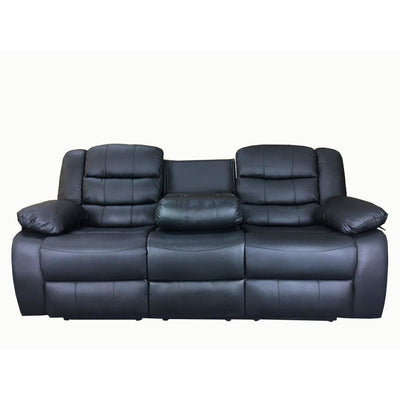 Roma 3+2 seater Leather Recliner Sofa- Black