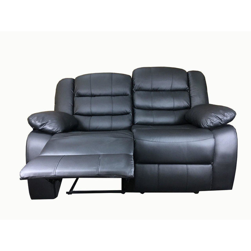 Roma 3+2 seater Leather Recliner Sofa- Black