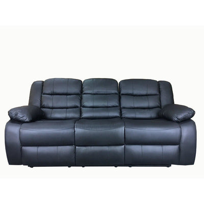 Roma 3+2 seater Leather Recliner Sofa- Black